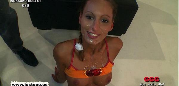  Young Bukkake whore is the ultimate cum drinking machine